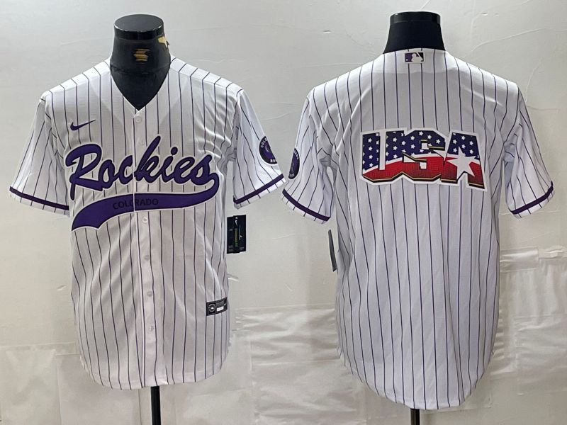 Men Colorado Rockies Blank White Stripe Joint name Nike 2024 MLB Jersey style 3->colorado rockies->MLB Jersey